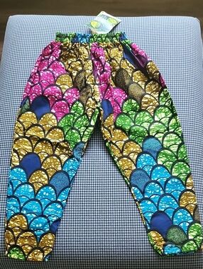 Toddler Colorful Scallop Print Elastic Waist Cotton Pants